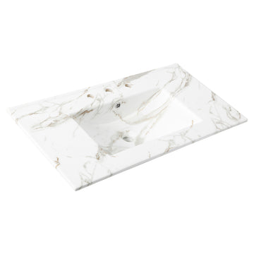 Ancillary 3-Hole 20 in. W x 18.25 in. D Classic Contemporary Rectangular Ceramic Single Sink Basin Vanity Top